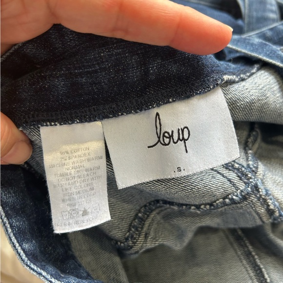 Loup Sz Small Dark Blue Denim Stretch Overalls Straight Leg Pockets - Picture 9 of 10